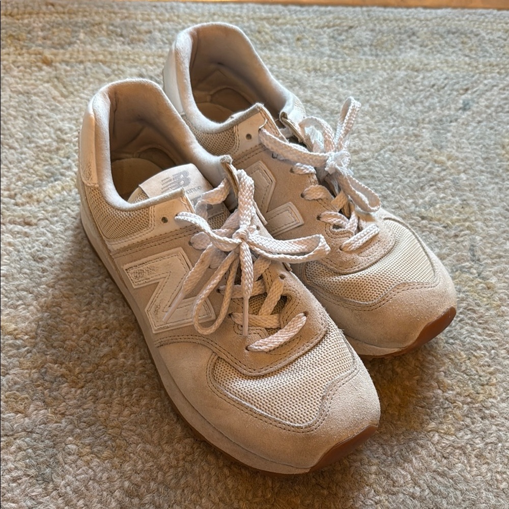 New Balance Cream and Tan Sneakers